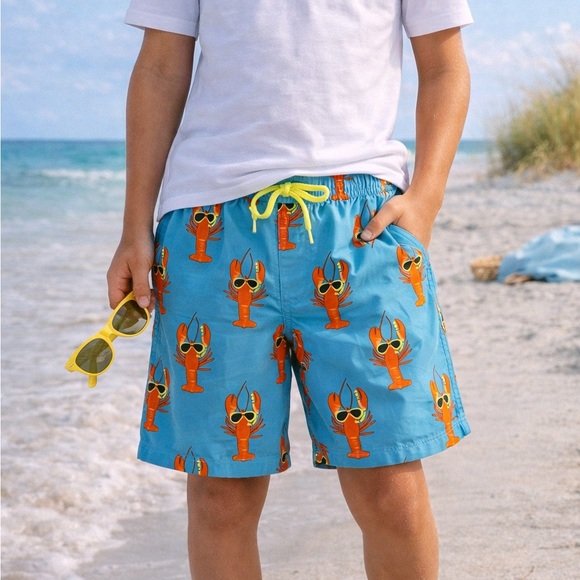 wonder nation Other - Wonder Nation Boys XL Lobster Swim Trunks Blue Orange Beach Shorts 14-16